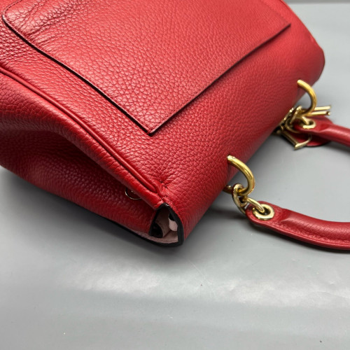 Dior Small Be Dior Flap Grained Calfskin Red