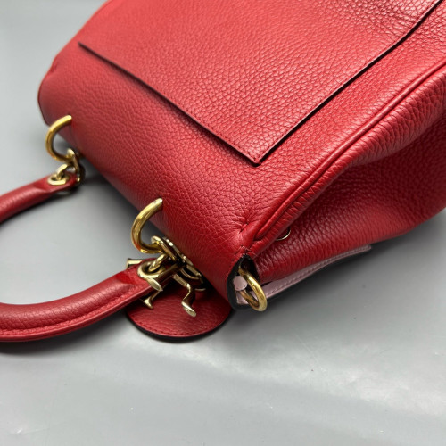 Dior Small Be Dior Flap Grained Calfskin Red