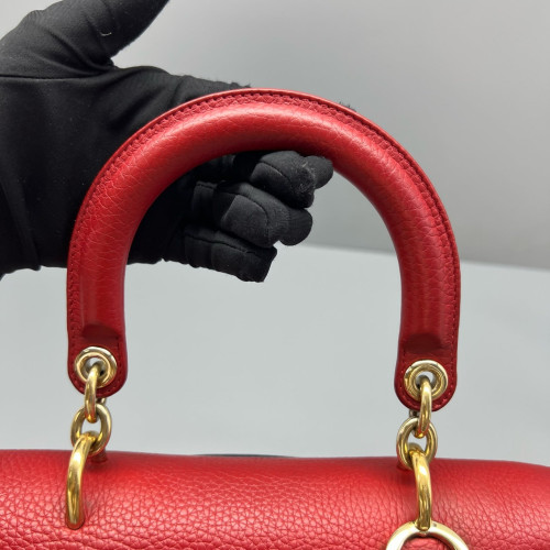 Dior Small Be Dior Flap Grained Calfskin Red