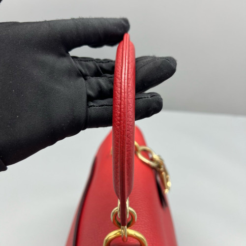 Dior Small Be Dior Flap Grained Calfskin Red