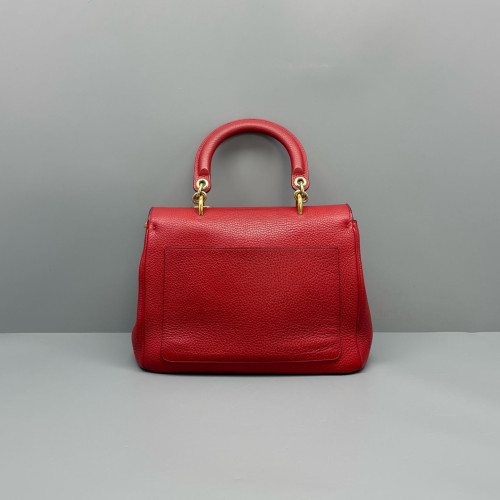 Dior Small Be Dior Flap Grained Calfskin Red