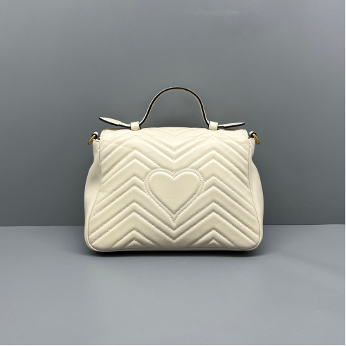 Gucci Matelasse Small GG Marmont Top Handle Chain Shoulder Bag Calfskin White Gucci Matelasse Small GG Marmont Top Handle Chain Shoulder Bag Calfskin White