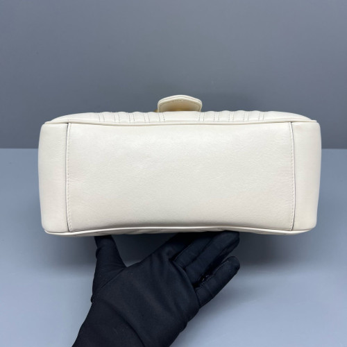 Gucci Matelasse Small GG Marmont Top Handle Chain Shoulder Bag Calfskin White Gucci Matelasse Small GG Marmont Top Handle Chain Shoulder Bag Calfskin White