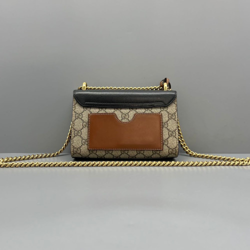 Gucci Small Padlock Shoulder Bag GG Supreme Monogram Black Brown