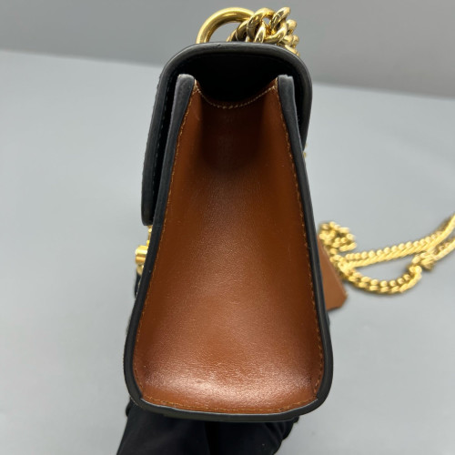 Gucci Small Padlock Shoulder Bag GG Supreme Monogram Black Brown