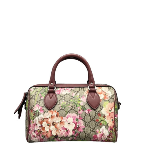Gucci Boston Bag GG Supreme Monogram Blooms Beige Pink Green