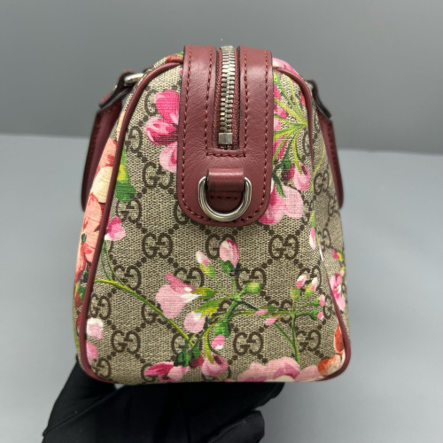Gucci Boston Bag GG Supreme Monogram Blooms Beige Pink Green