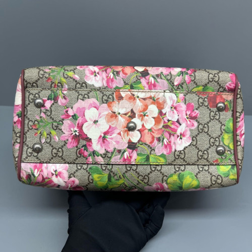 Gucci Boston Bag GG Supreme Monogram Blooms Beige Pink Green