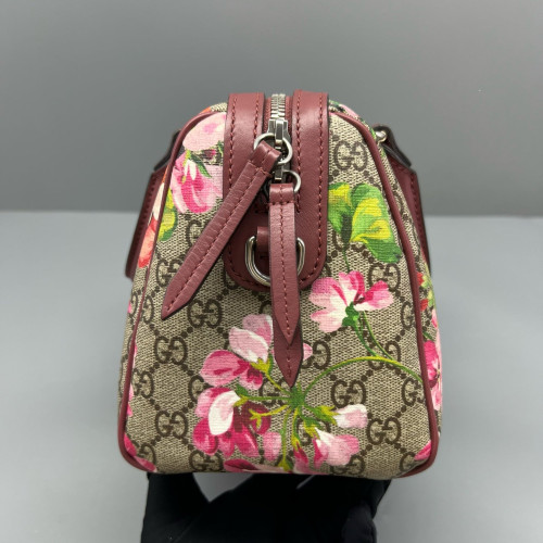 Gucci Boston Bag GG Supreme Monogram Blooms Beige Pink Green