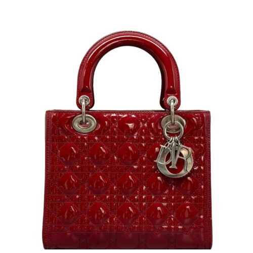 Dior Small Lady Dior Patent Calfskin Red