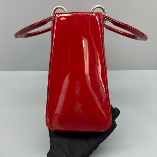 Dior Small Lady Dior Patent Calfskin Red