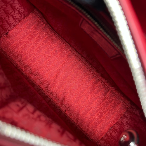 Dior Small Lady Dior Patent Calfskin Red