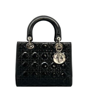 Dior Medium Lady Dior Patent Calfskin Black