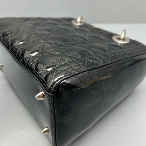 Dior Medium Lady Dior Patent Calfskin Black