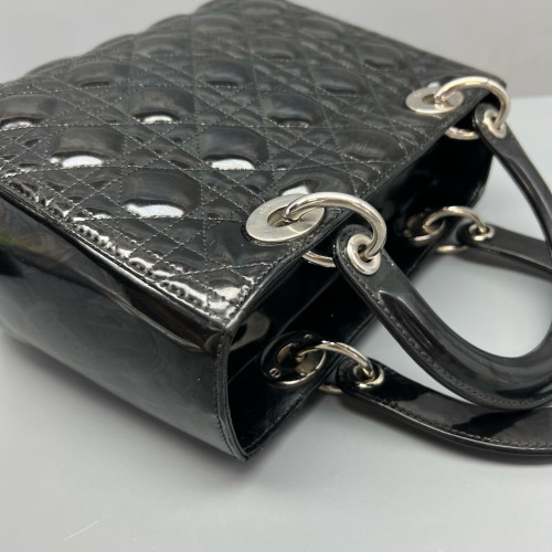 Dior Medium Lady Dior Patent Calfskin Black