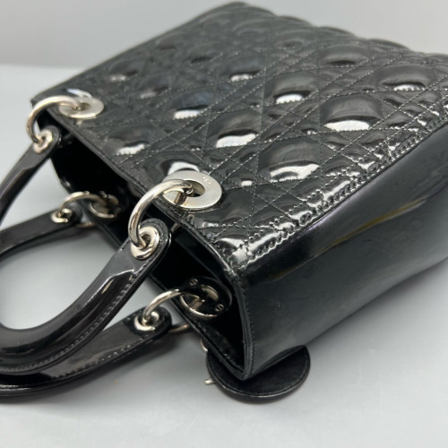 Dior Medium Lady Dior Patent Calfskin Black