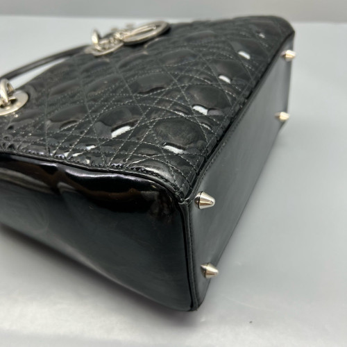 Dior Medium Lady Dior Patent Calfskin Black