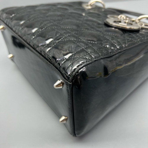 Dior Medium Lady Dior Patent Calfskin Black