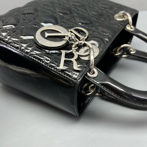 Dior Medium Lady Dior Patent Calfskin Black
