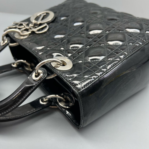 Dior Medium Lady Dior Patent Calfskin Black