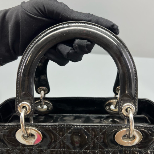 Dior Medium Lady Dior Patent Calfskin Black