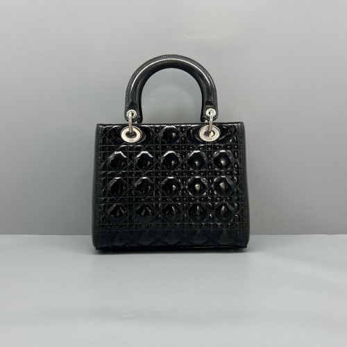 Dior Medium Lady Dior Patent Calfskin Black