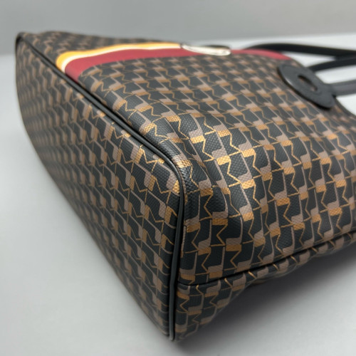 Moynat M Tote PM Toile 1920 Monogram Calfskin Brown Black Burgundy