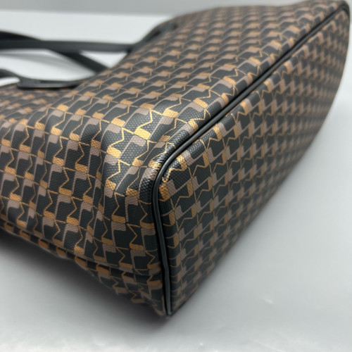 Moynat M Tote PM Toile 1920 Monogram Calfskin Brown Black Burgundy