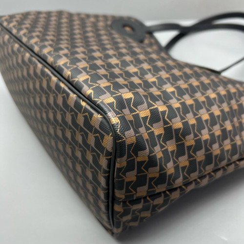 Moynat M Tote PM Toile 1920 Monogram Calfskin Brown Black Burgundy