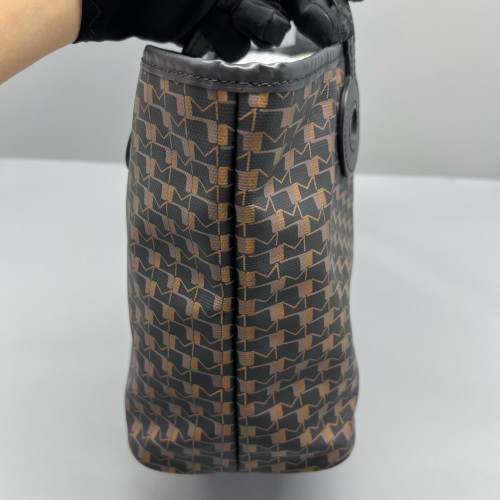 Moynat M Tote PM Toile 1920 Monogram Calfskin Brown Black Burgundy