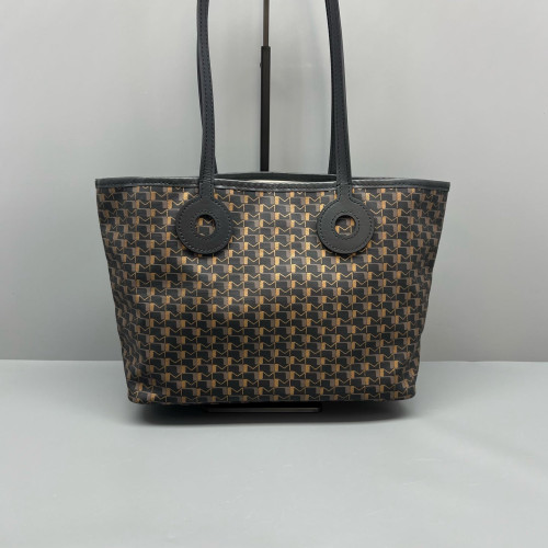 Moynat M Tote PM Toile 1920 Monogram Calfskin Brown Black Burgundy