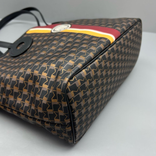 Moynat M Tote PM Toile 1920 Monogram Calfskin Brown Black Burgundy