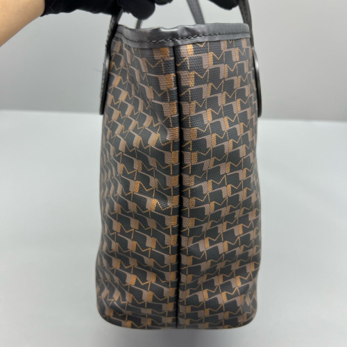Moynat M Tote PM Toile 1920 Monogram Calfskin Brown Black Burgundy