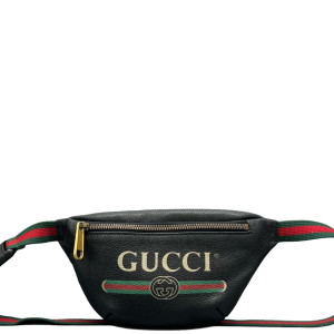 Gucci Logo Embossed Waist Belt Bag Calfskin Black Green Red