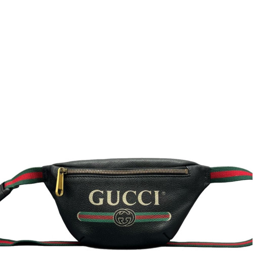 Gucci Logo Embossed Waist Belt Bag Calfskin Black Green Red