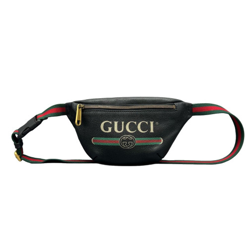 Gucci Logo Embossed Waist Belt Bag Calfskin Black Green Red