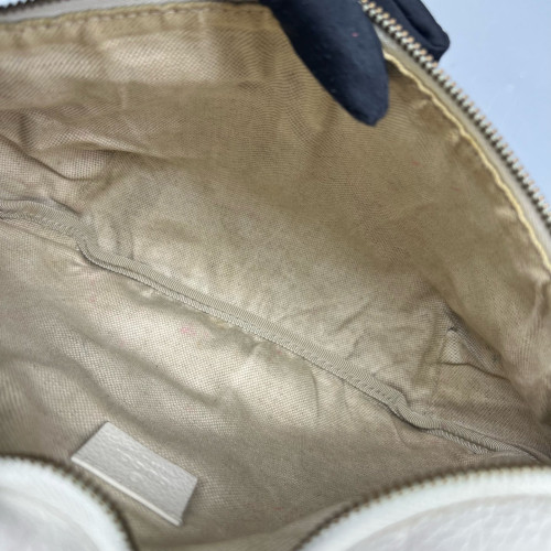 Gucci Logo Embossed Print Web Waist Belt Bag Calfskin White