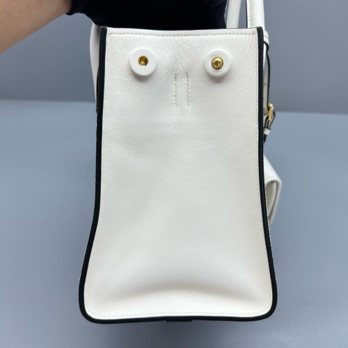 Prada Small Monochrome Tote Saffiano Calfskin White