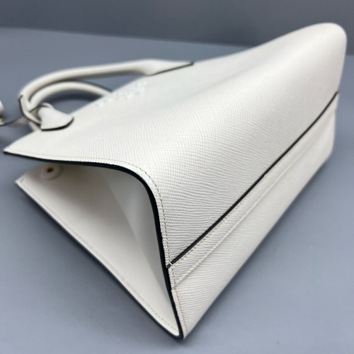 Prada Small Monochrome Tote Saffiano Calfskin White