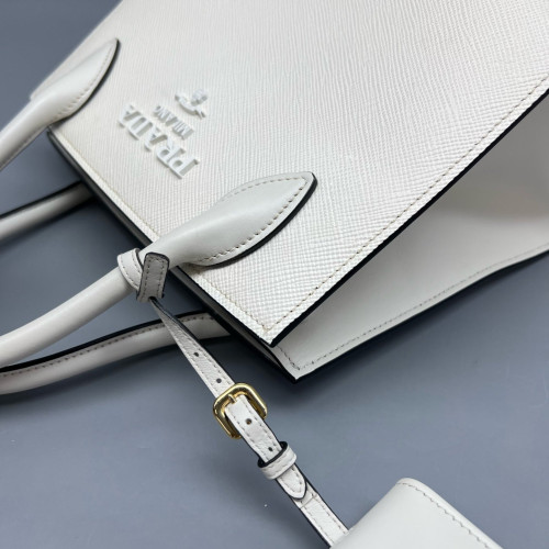 Prada Small Monochrome Tote Saffiano Calfskin White