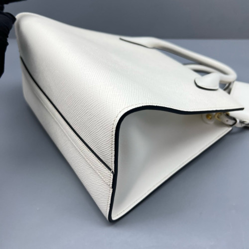 Prada Small Monochrome Tote Saffiano Calfskin White