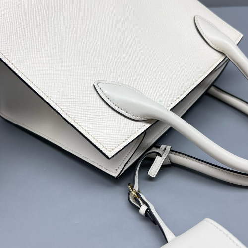 Prada Small Monochrome Tote Saffiano Calfskin White