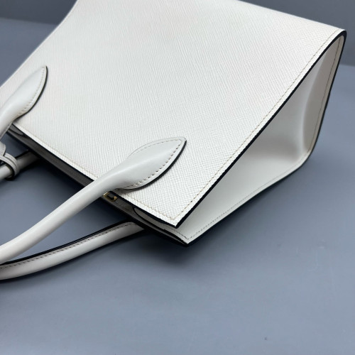 Prada Small Monochrome Tote Saffiano Calfskin White