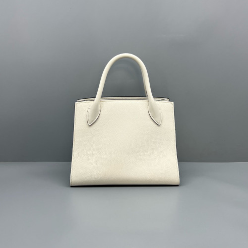 Prada Small Monochrome Tote Saffiano Calfskin White
