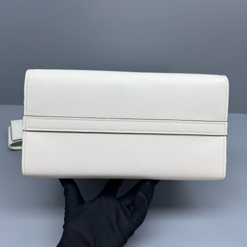 Prada Small Monochrome Tote Saffiano Calfskin White