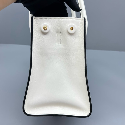 Prada Small Monochrome Tote Saffiano Calfskin White