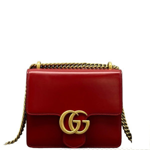 Gucci Small Interlocking G Shoulder Bag Calfskin Red