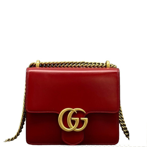 Gucci Small Interlocking G Shoulder Bag Calfskin Red