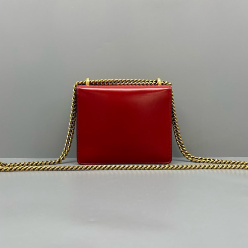 Gucci Small Interlocking G Shoulder Bag Calfskin Red