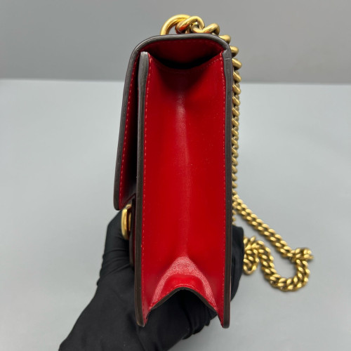 Gucci Small Interlocking G Shoulder Bag Calfskin Red